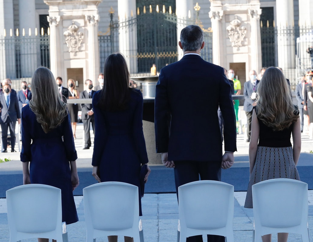 King Felipe VI, Queen Letizia, Princess Leonor, and Infanta Sofia, attend ceremony for victims of COVID-19 and frontline workers