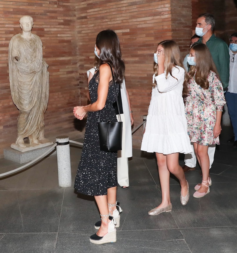 Spanish royal family tour tour of Museo Nacional de Arte Romano de Mérida on 22 July 2020
