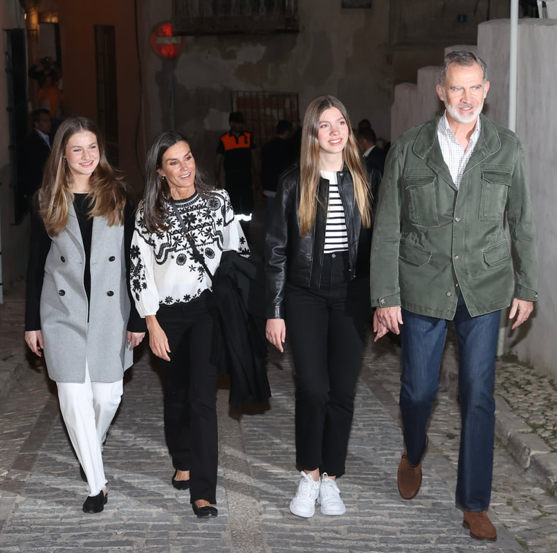 King Felipe VI and Queen Letizia of Spain were joined by their daughters, Princess Leonor and Infanta Sofia, in Chinchon to attend The Passion Play on 8th April 2023