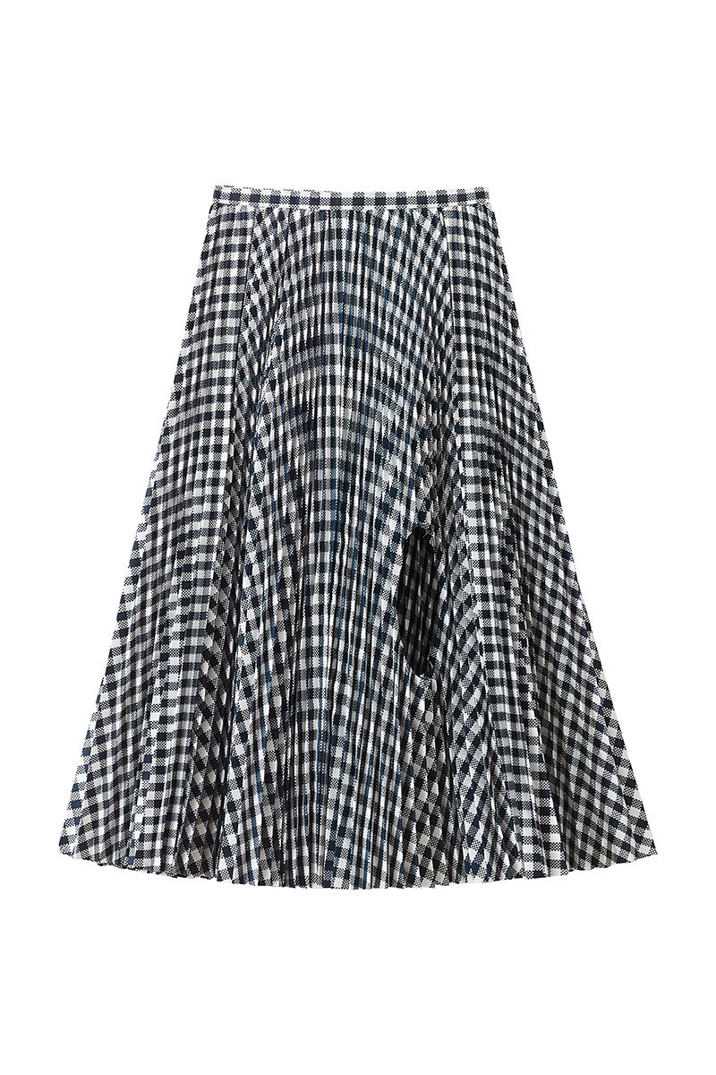 Toga Archives x H&M pleated cut-out skirt in navy blue/check