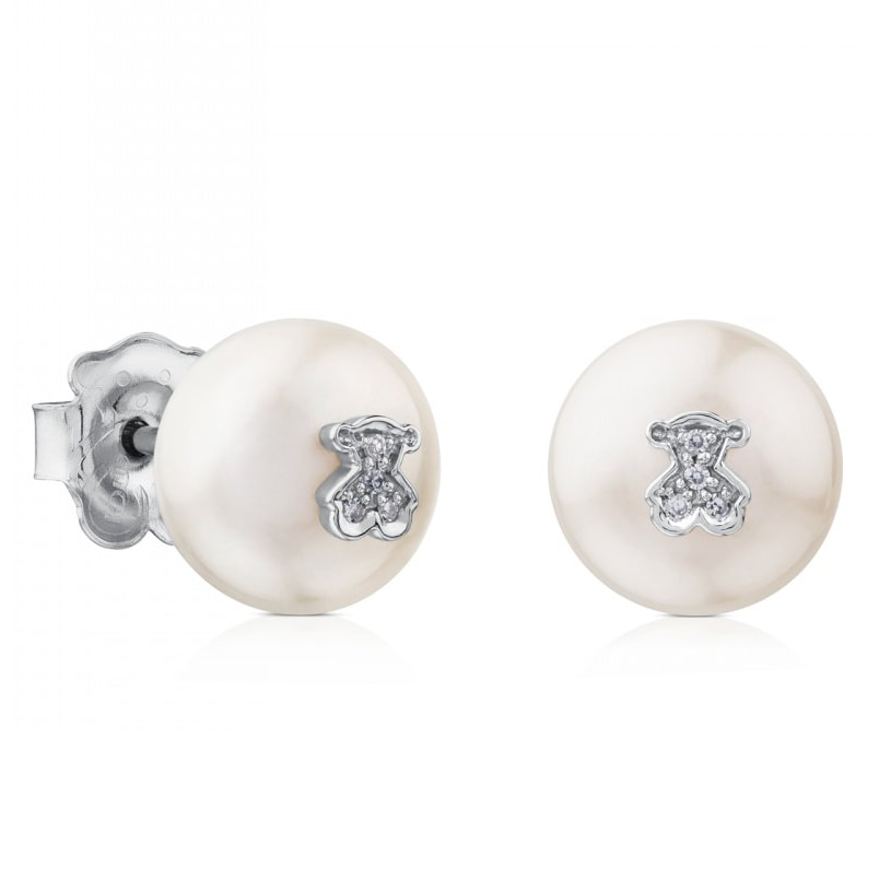 TOUS Diamonds Puppies Earrings in White Gold