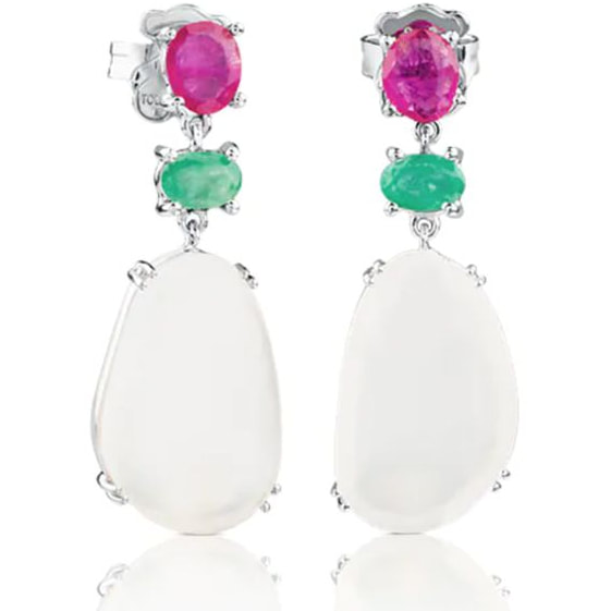 TOUS Ruby, Emerald and Moonstone drop earrings 