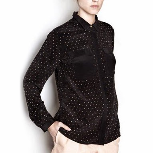 Uterque Gold Dotted Print Shirt in Black