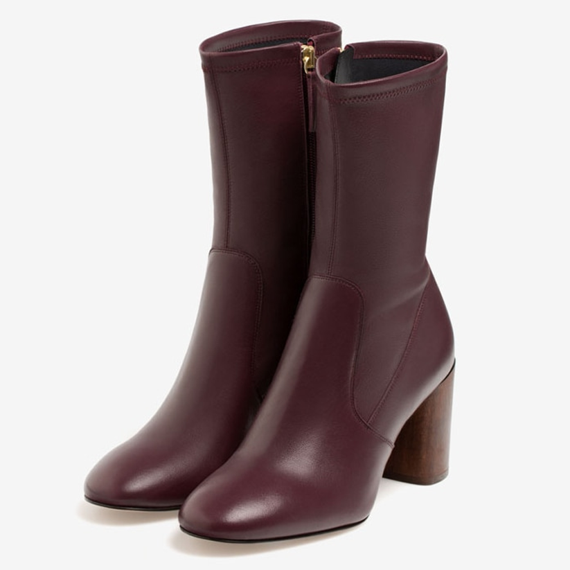 Uterque Nappa Ankle Boots in Burgundy