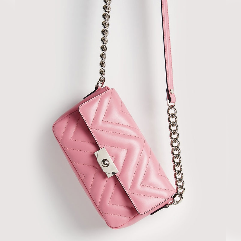 Uterque Quilted Leather Handbag in Pink