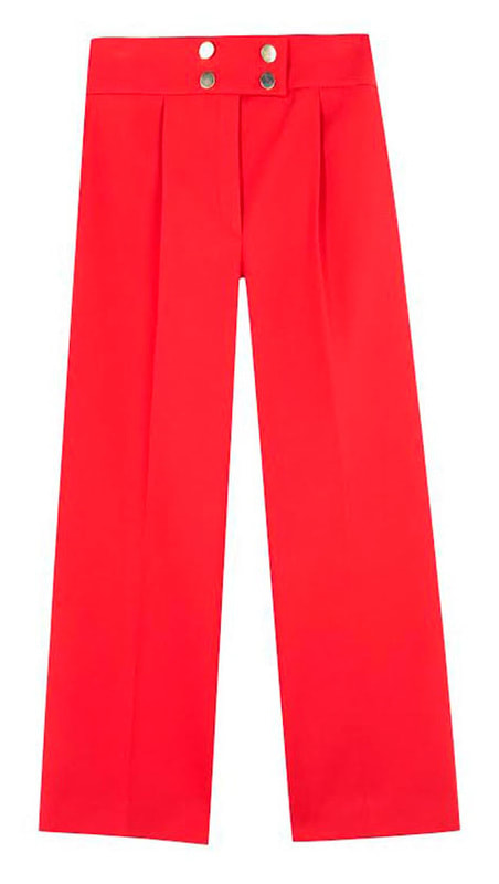 Uterqüe red culottes with gold buttons