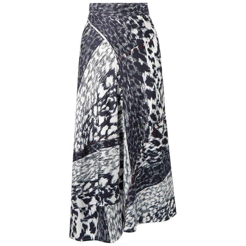 Victoria Beckham Leopard Print Midi Skirt