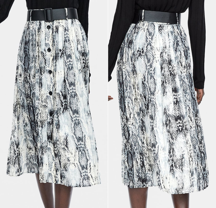 Zara Snakeskin Print Belted Skirt