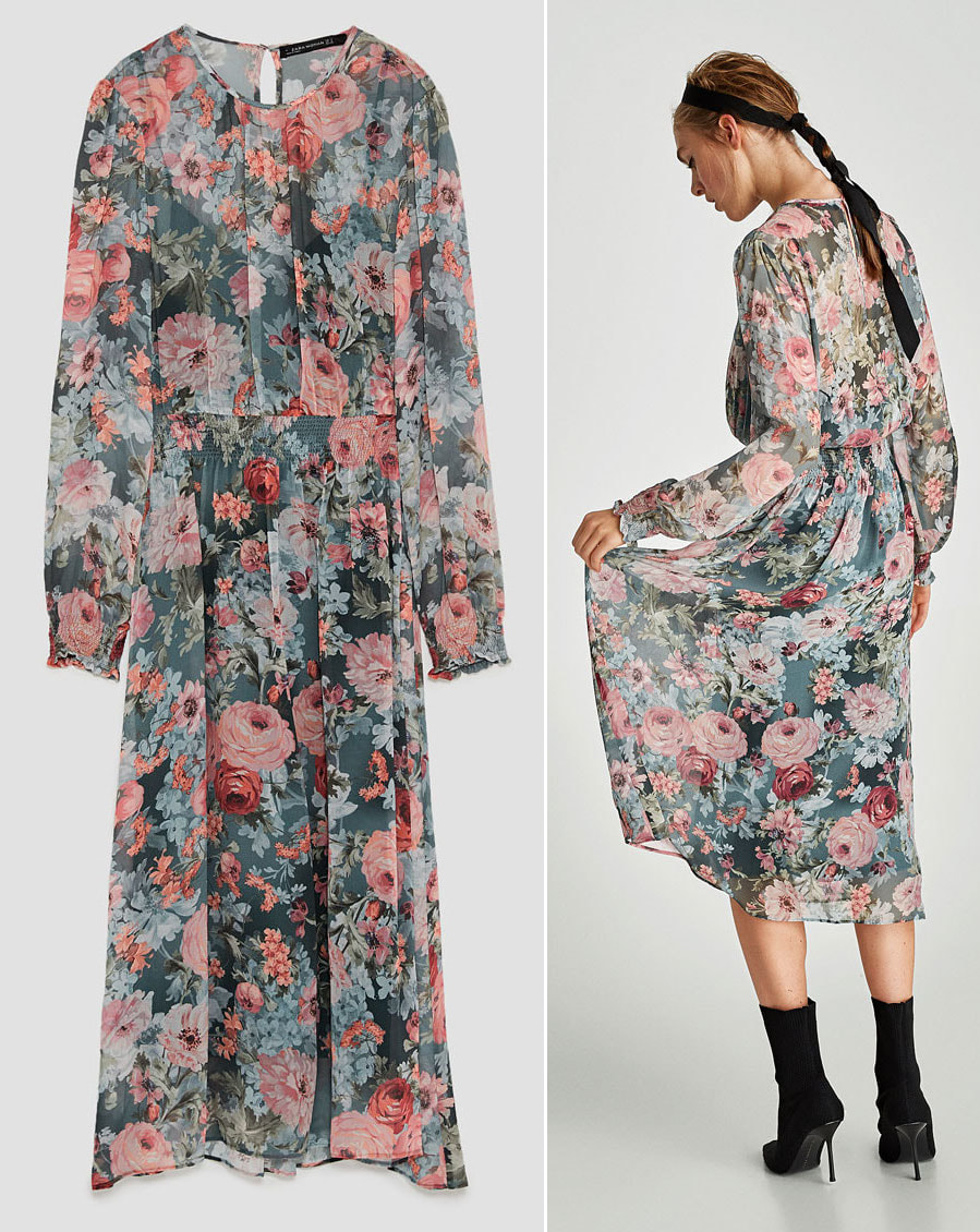 Zara floral printed midi dress