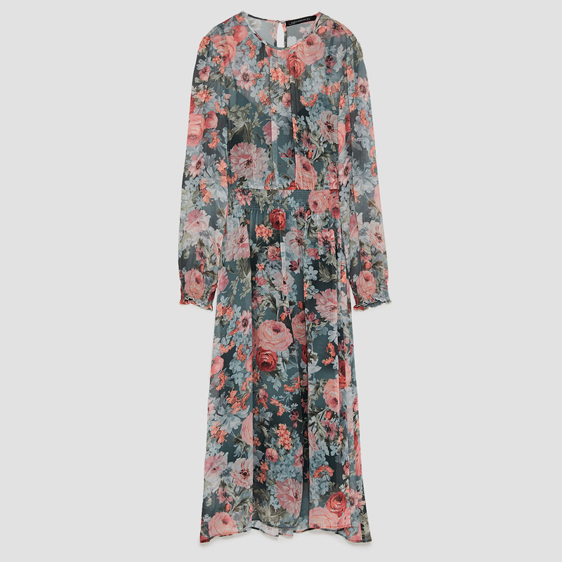 Zara Floral Printed Midi Dress