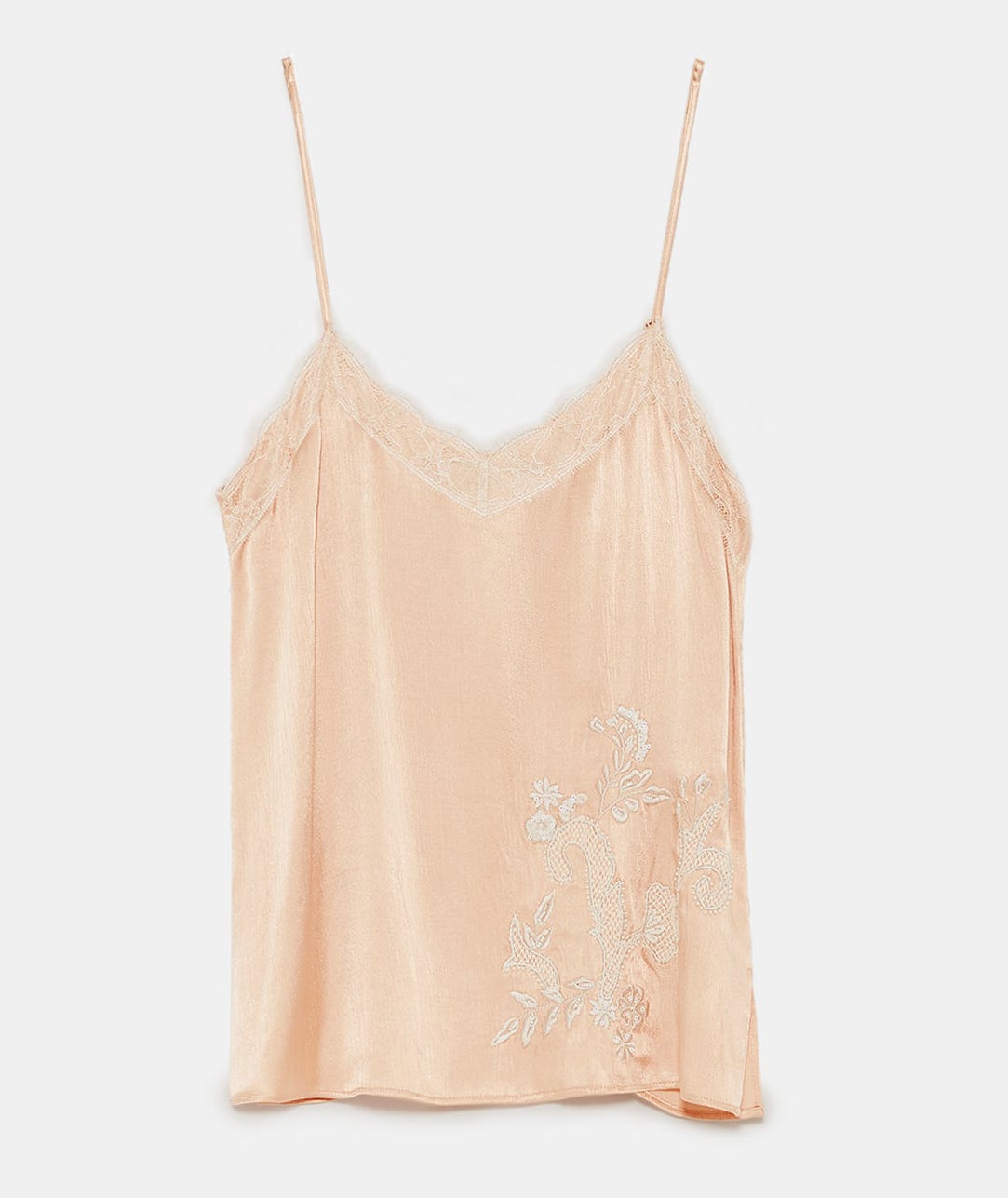 Zara Embroidered Camisole Top in Nude Pink