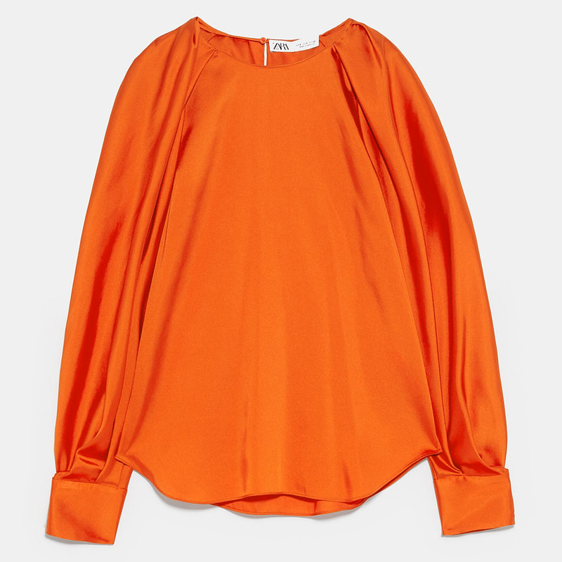 ​Zara orange blouse with voluminous sleeves