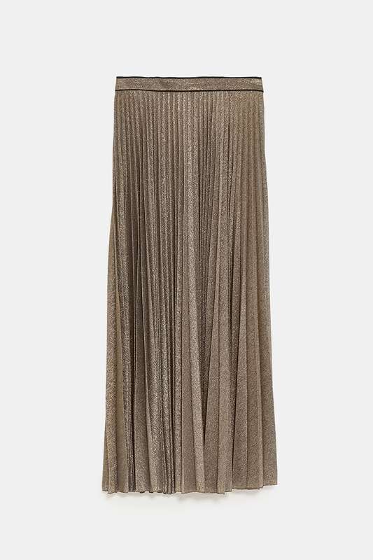 Zara pleated metallic thread skirt