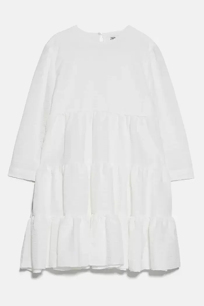 white Zara Textured Dress